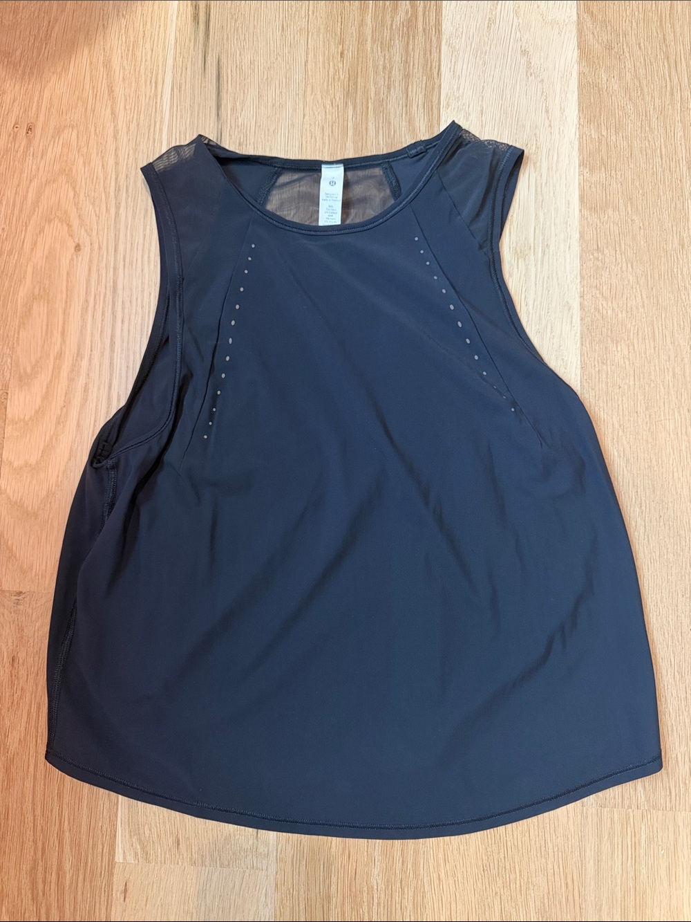 lululemon athletica Black Sleeveless Athletic Tank with Mesh Shoulders